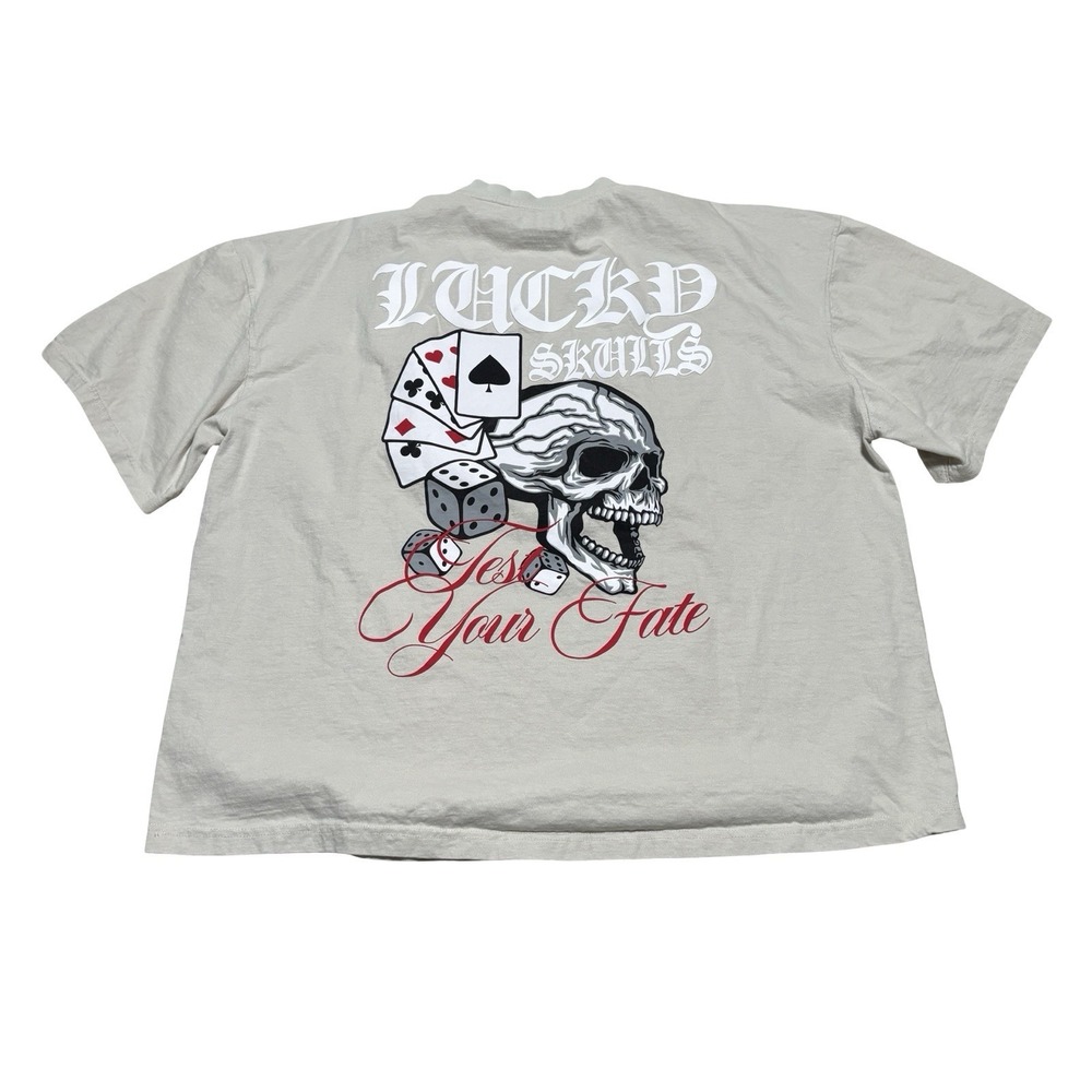 RGSTR Men's Lucky Skulls‎ Graphic T Shirt Beige - Size 3XL - 27 x 28